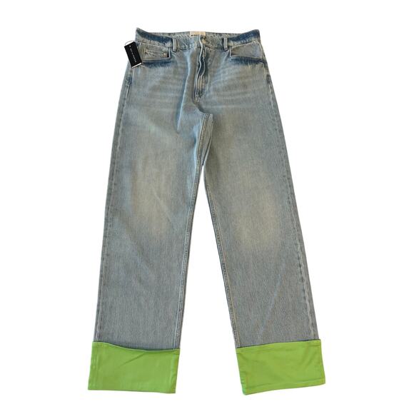 Wandler Denim - NWT Wandler High Rise Straight Leg Folded Denim Jeans Womens Size 32 Blue Green